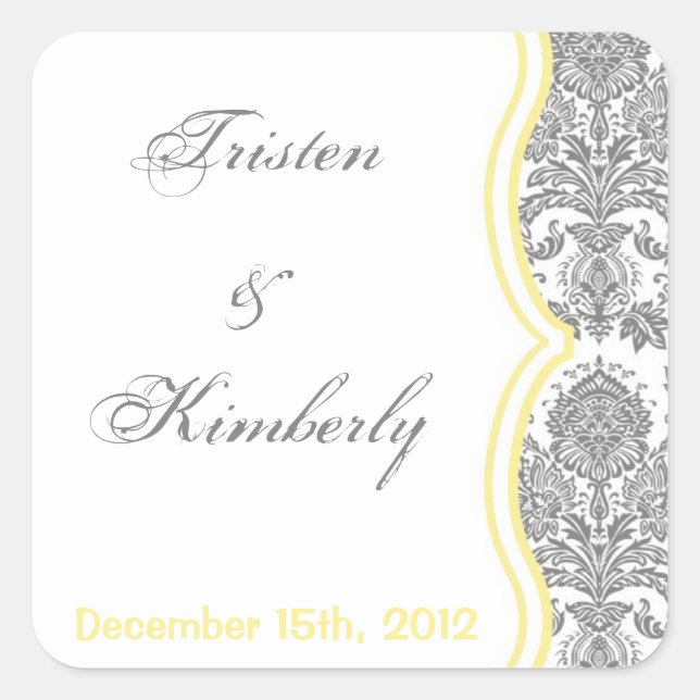 Gefallen Stickers Grau Yellow Damask Lace Print (Vorderseite)