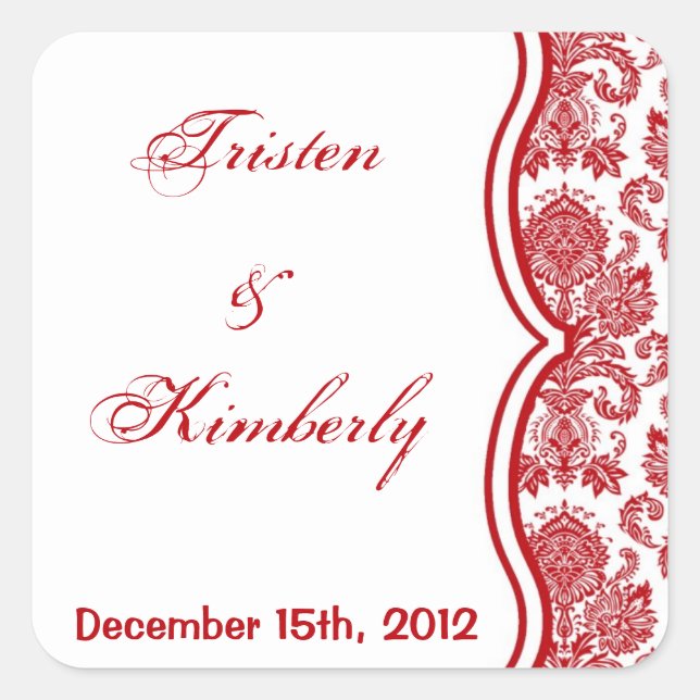 Gefallen Stickers Red Crimson White Damask Lace Pr (Vorderseite)