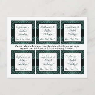Gefallen Tags Aquamarin Verziert Damask Green Postkarte