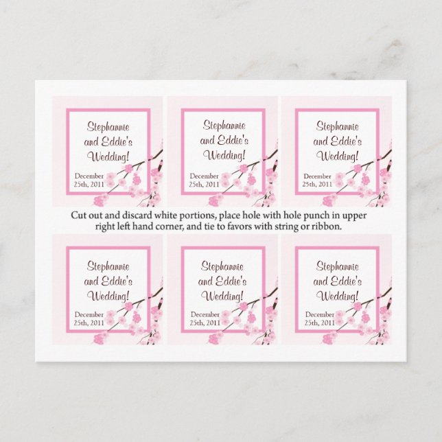 Gefallen Tags Pink Cherry Blossom Postkarte (Vorderseite)