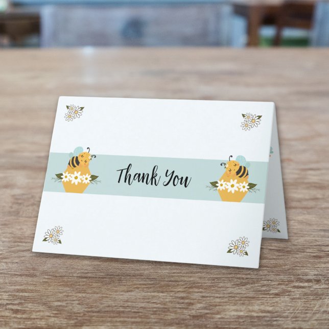 Gefallene Biene Danke Karte (Bee Themed Baby Shower Personalized Thank You Card)