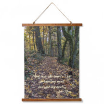 Gefallene Blätter auf dem Waldweg John Muir Zitat