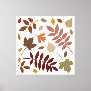 Gefallene Blätter Design-Herbstfarben auf Cream Leinwanddruck