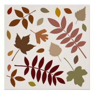 Gefallene Blätter Design-Herbstfarben auf Cream Poster