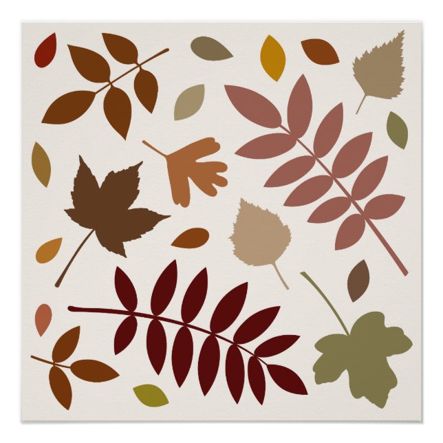 Gefallene Blätter Design-Herbstfarben auf Cream Poster (Vorderseite)