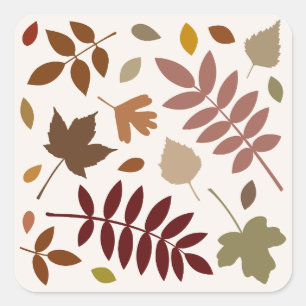 Gefallene Blätter Design-Herbstfarben auf Cream Quadratischer Aufkleber