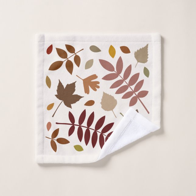 Gefallene Blätter Design-Herbstfarben auf Cream Waschlappen (Waschlappen)