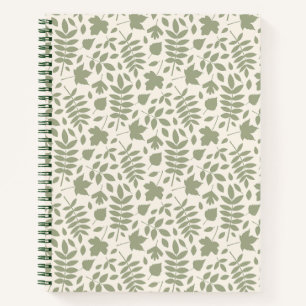 Gefallene Blätter Muster grün auf Creme Notizbuch