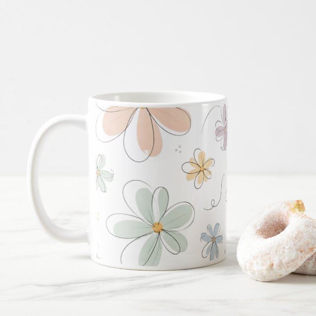 gefallene Blumen Tasse (Mit Donut)