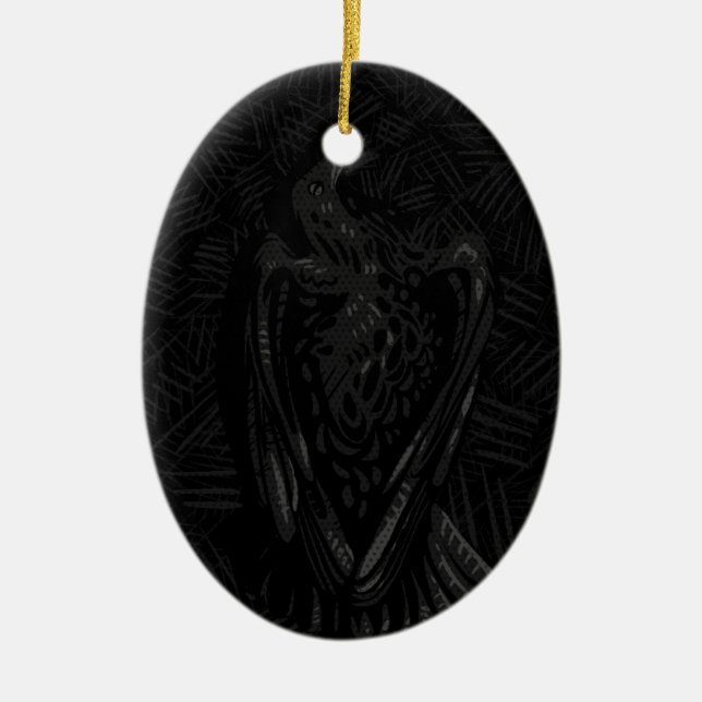 Gefallene Krähe Keramik Ornament (Vorne)
