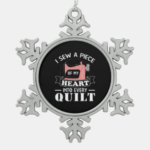Gefallene Quilter-Geschenke Schneeflocken Zinn-Ornament