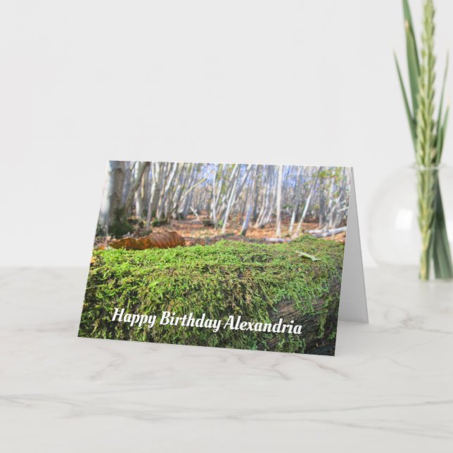 Gefallener Baum im Herbstmoos - Custom Birthday Ca Karte (Vorderseite)