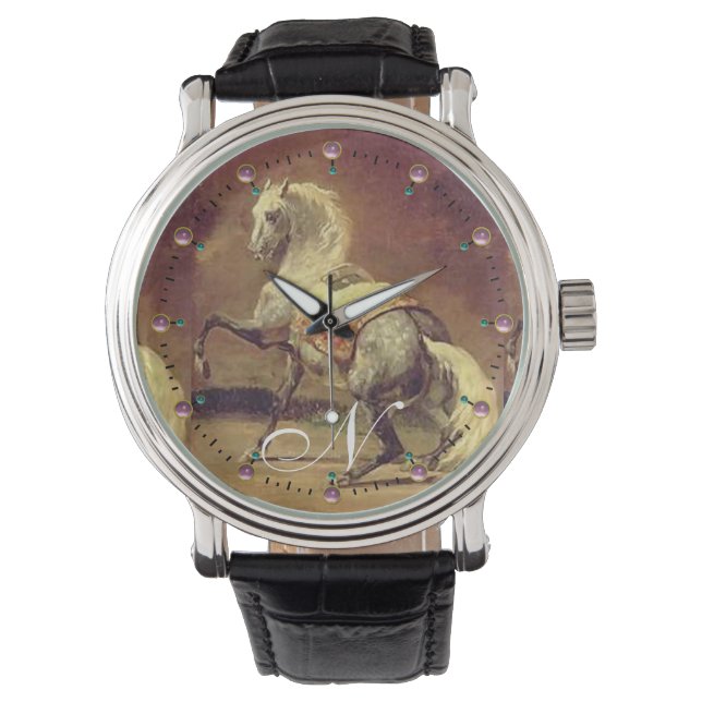 GEFALLENES GRAUSHORSE-Monogramm Armbanduhr (Vorderseite)