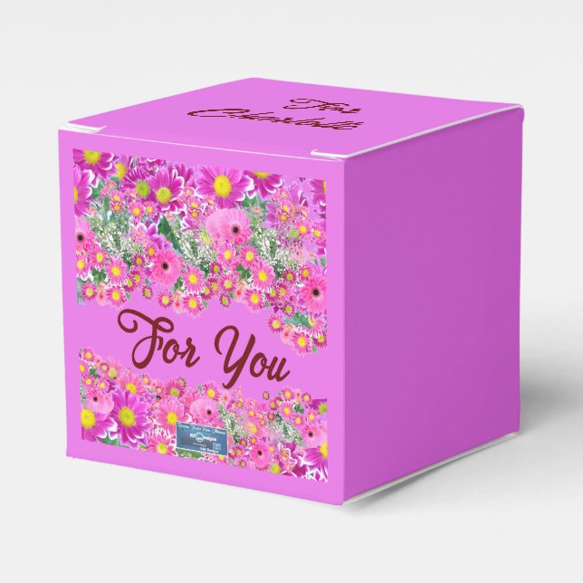 Gefälligkeit Box Cube2(Pink Blume Mix) RFPMDesign  Geschenkschachtel (Vorderseite)