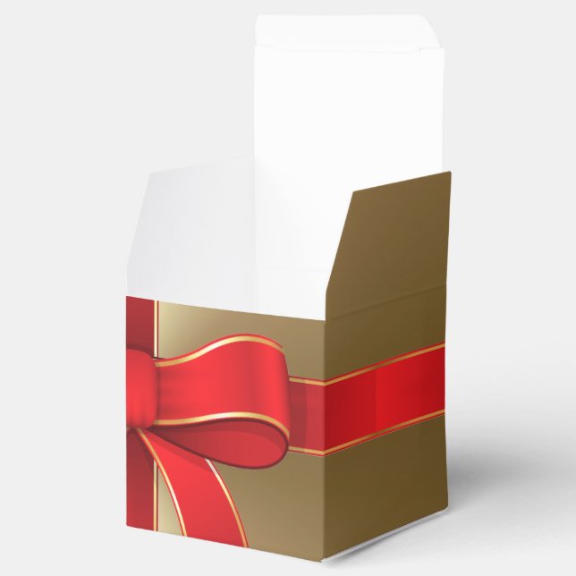 Gefälligkeit/Geschenkboxen - Red Bow & Ribbon auf  Geschenkschachtel (Geöffnet)