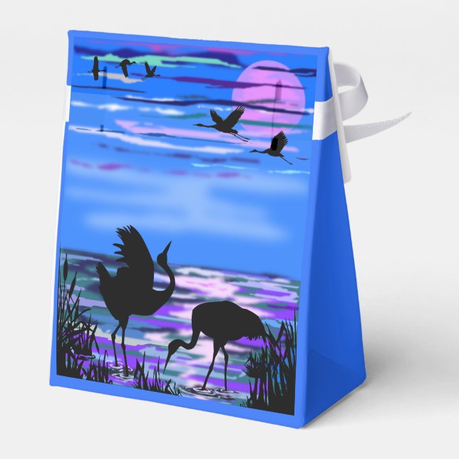 Gefälligkeitsbox mit Sunset Lake Cranes Birds Geschenkschachtel (Rückseite)