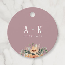 Gefälligkeitstags, elegantes, blumenrosa Monogramm Geschenkanhänger