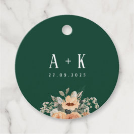 Gefälligkeitstags, elegantes, dunkelgrünes Monogra Geschenkanhänger