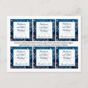 Gefälte Tags Blaue Sterne und Schneeflocken Postkarte