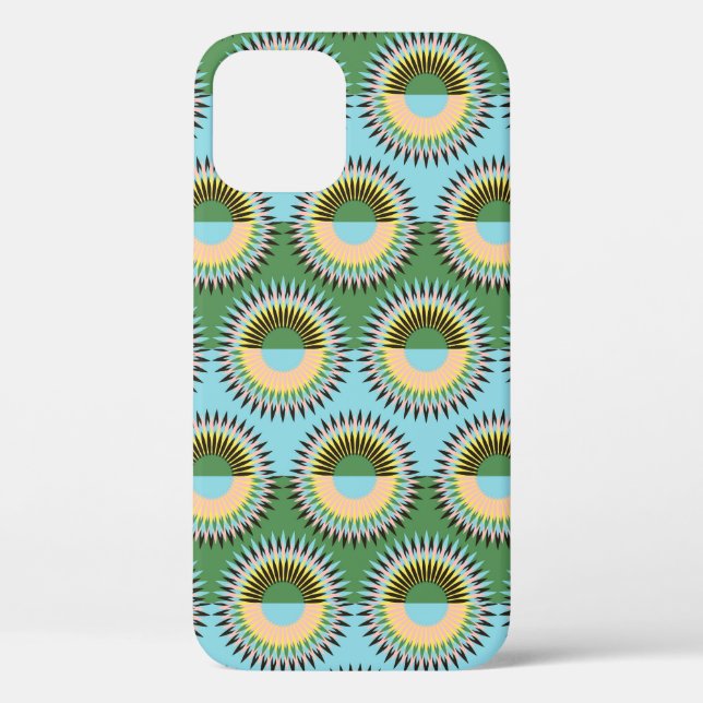 Gefaltene Blume: Retroblau-grün. Case-Mate iPhone Hülle (Rückseite)