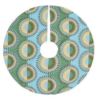 Gefaltene Blume: Retroblau-grün. Polyester Weihnachtsbaumdecke