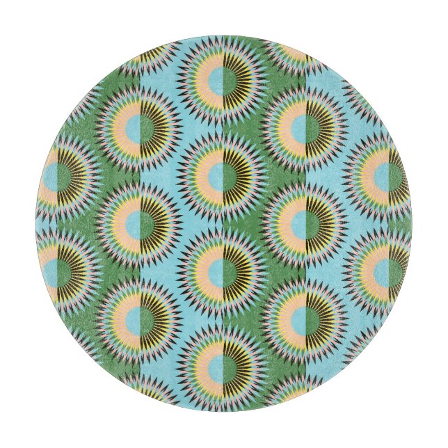 Gefaltene Blume: Retroblau-grün. Schneidebrett (Vorderseite)