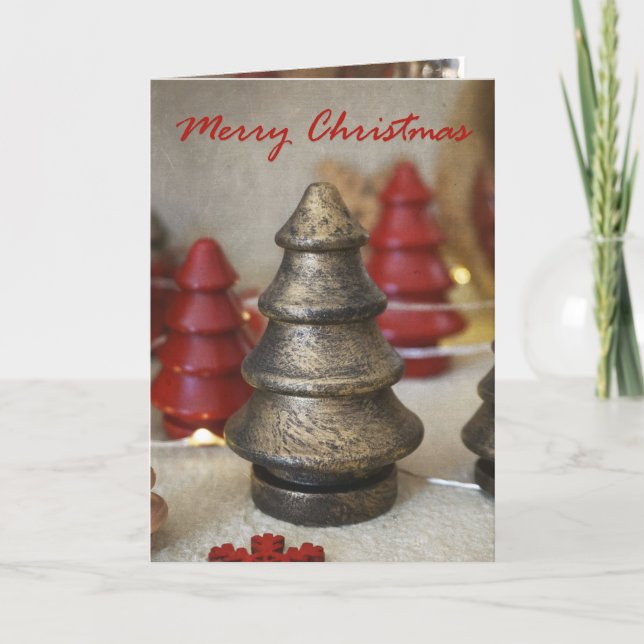 Gefaltete gealterte Goldbaum-Weihnachtskarte Karte (Vorderseite)