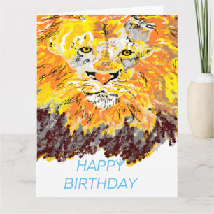 Gefaltete Grußkarte:  Birthday Lion Karte