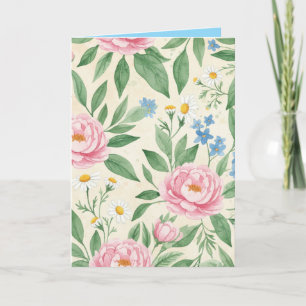 Gefaltete Grußkarte Leeres Florales Frühlingsmuste Karte