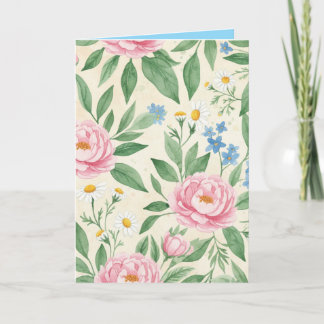 Gefaltete Grußkarte Leeres Florales Frühlingsmuste Karte