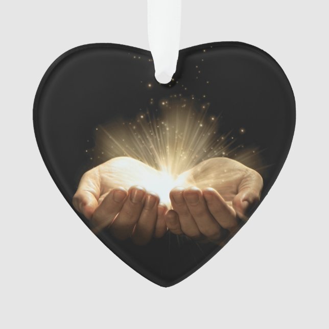 Gefaltete Hände, die Licht halten Ornament (Vorderseite)