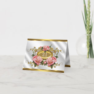 Gefaltete Karte 21. Geburtstag Rosa Gold Rosen Wei