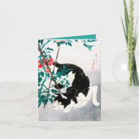 GEFALTETE KARTEN: JAPANISCHE WOODBLOCK: Katze mit 