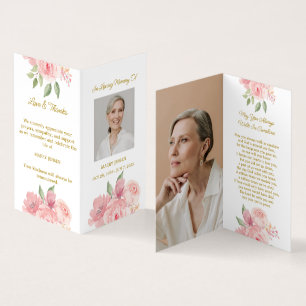 Gefaltete Rosen-Foto-Trauerkarte Visitenkarten