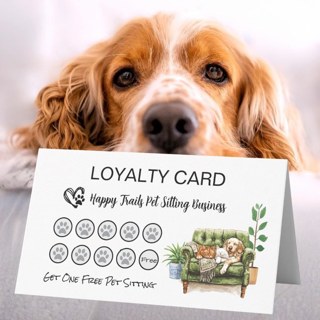 Gefaltete Treuekarte (loyalty card for pet sitter)