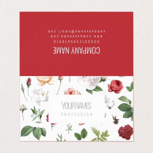 GEFALTETE VISITENKARTEN: "VINTAGE BLUME" VISITENKARTEN (Außenseite Aufgefaltet)