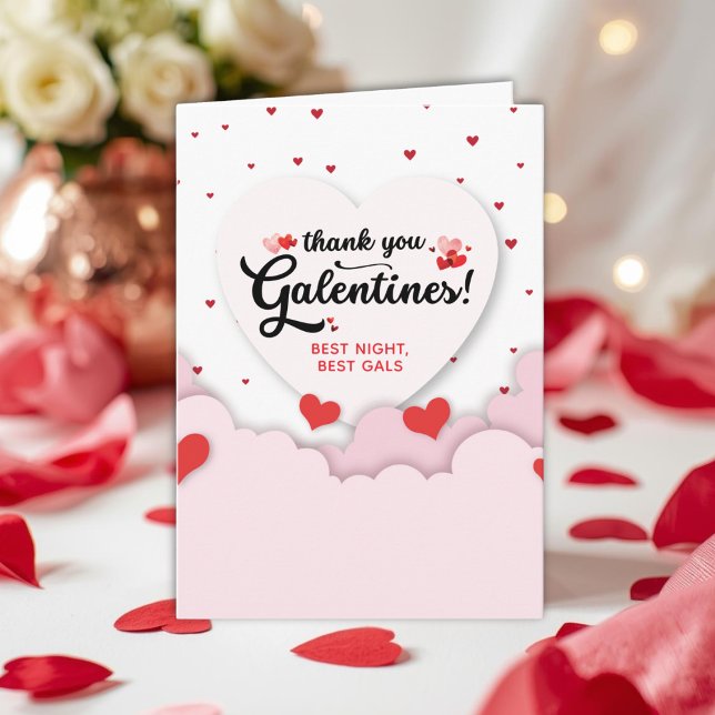 Gefaltetes Galentine's  Dankeskarte (Galentines Thank You Card for your besties.)