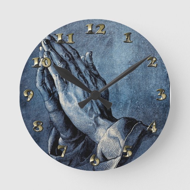 Gefaltetes Handgebet - Durer Runde Wanduhr (Vorderseite)
