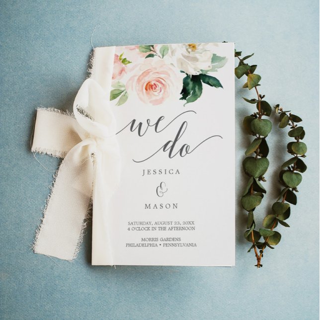 Gefaltetes Hochzeitsprogramm-Büchlein mit floraler Flyer (Von Creator hochgeladen)