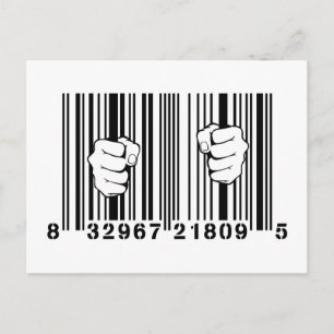 Gefangen durch den Konsum UPC Barcode Gefangengeno Postkarte