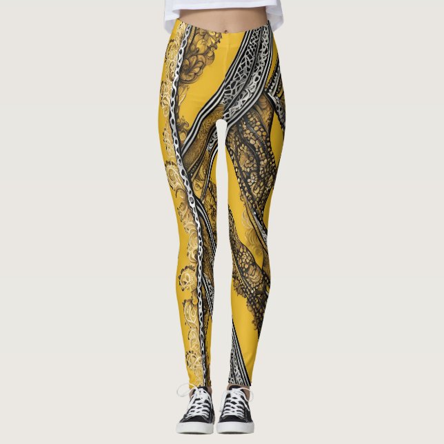 Gefangen in Mustard AI Art Leggings (Vorderseite)