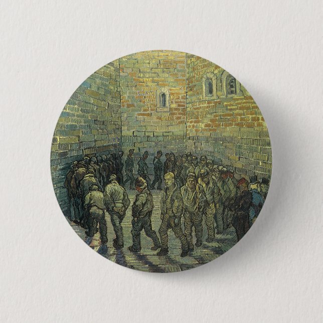Gefangene beim Exerzieren von Vincent van Gogh Button (Vorderseite)
