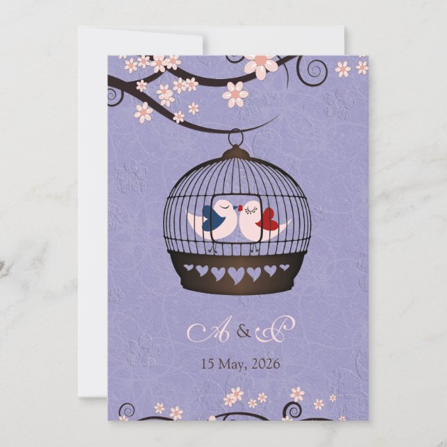 Gefangene der Liebe Violet Wedding Einladung (Vorderseite)