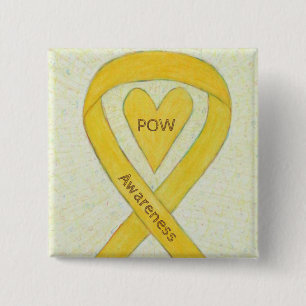 Gefangene des Krieges (POW) Awareness Ribbon Herz  Button