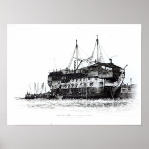 Gefangenenschiff im Hafen von Portsmouth Poster