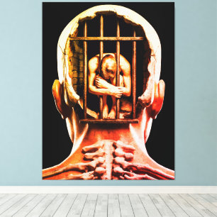 Gefängnis des Geistes – Surrealistische konzeption Leinwanddruck