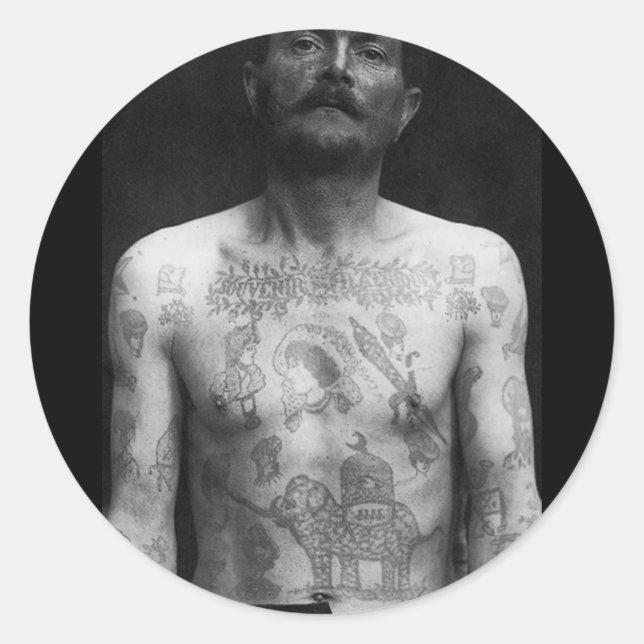 Gefängnis Tattoos Runder Aufkleber (Vorderseite)