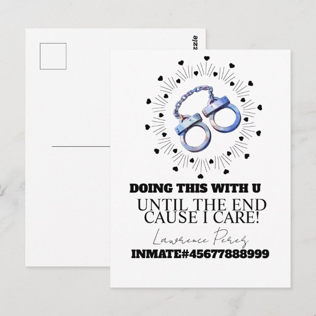 Gefängniskarten Lange Distanz Im Knast Handschelle Postkarte (Vorne/Hinten)