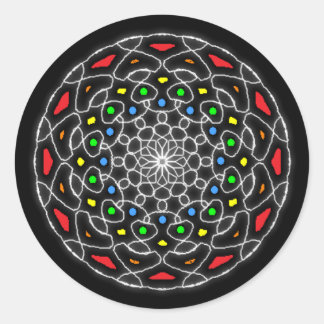 Gefärbte Kaleidoskop-Psychedelikatsticker Runder Aufkleber