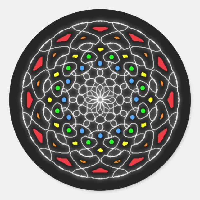 Gefärbte Kaleidoskop-Psychedelikatsticker Runder Aufkleber (Vorderseite)